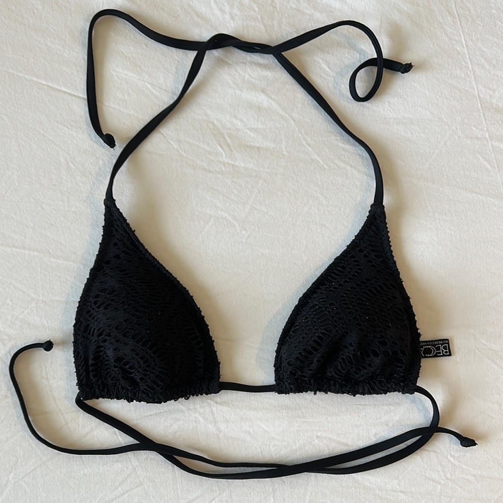 BECCA Black Crochet Triangle Bikini Top